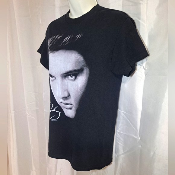 Elvis Presley T-shirt w/ Signature Unisex Adult Small Black Short Slv. Crew Neck - Picture 7 of 9